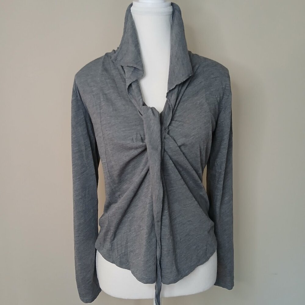 FIVE CM Silver Plaque Long Sleeve Tie Front Top Size 2